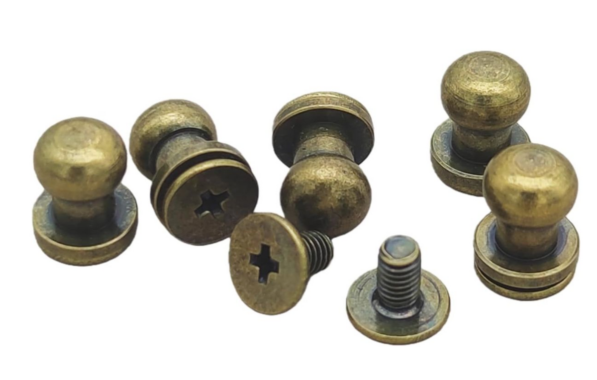 Craft Zinc Alloy Round Head Button Stud Screw Leather Rivets 10 Pc - 0.8cm