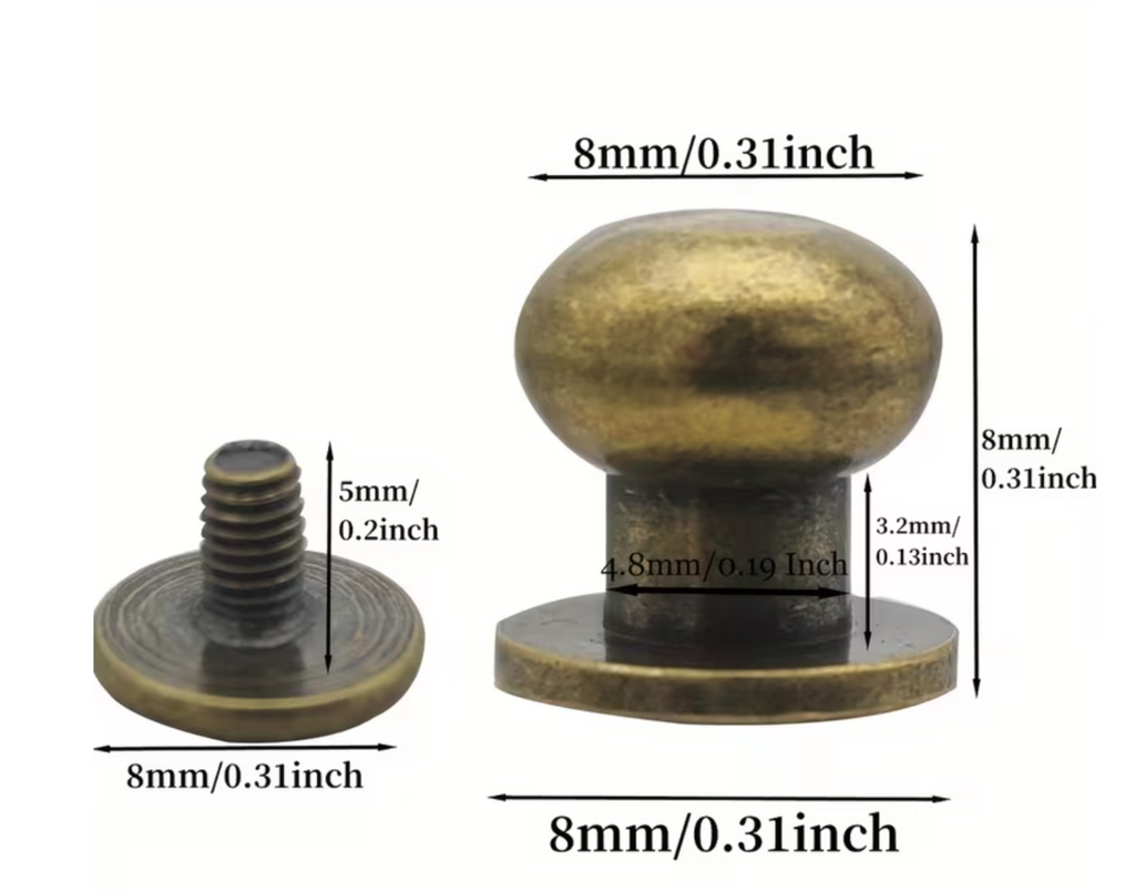 Craft Zinc Alloy Round Head Button Stud Screw Leather Rivets 10 Pc - 0.8cm