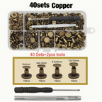 Tool DIY Iron Chicago Screws With Hole Punch & Screwdriver - 42 Piece