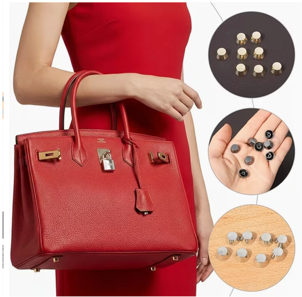Craft DIY Flat Head Bucket Metal Rivets Studs Handbag Feet 12 Pc - 1.2cm