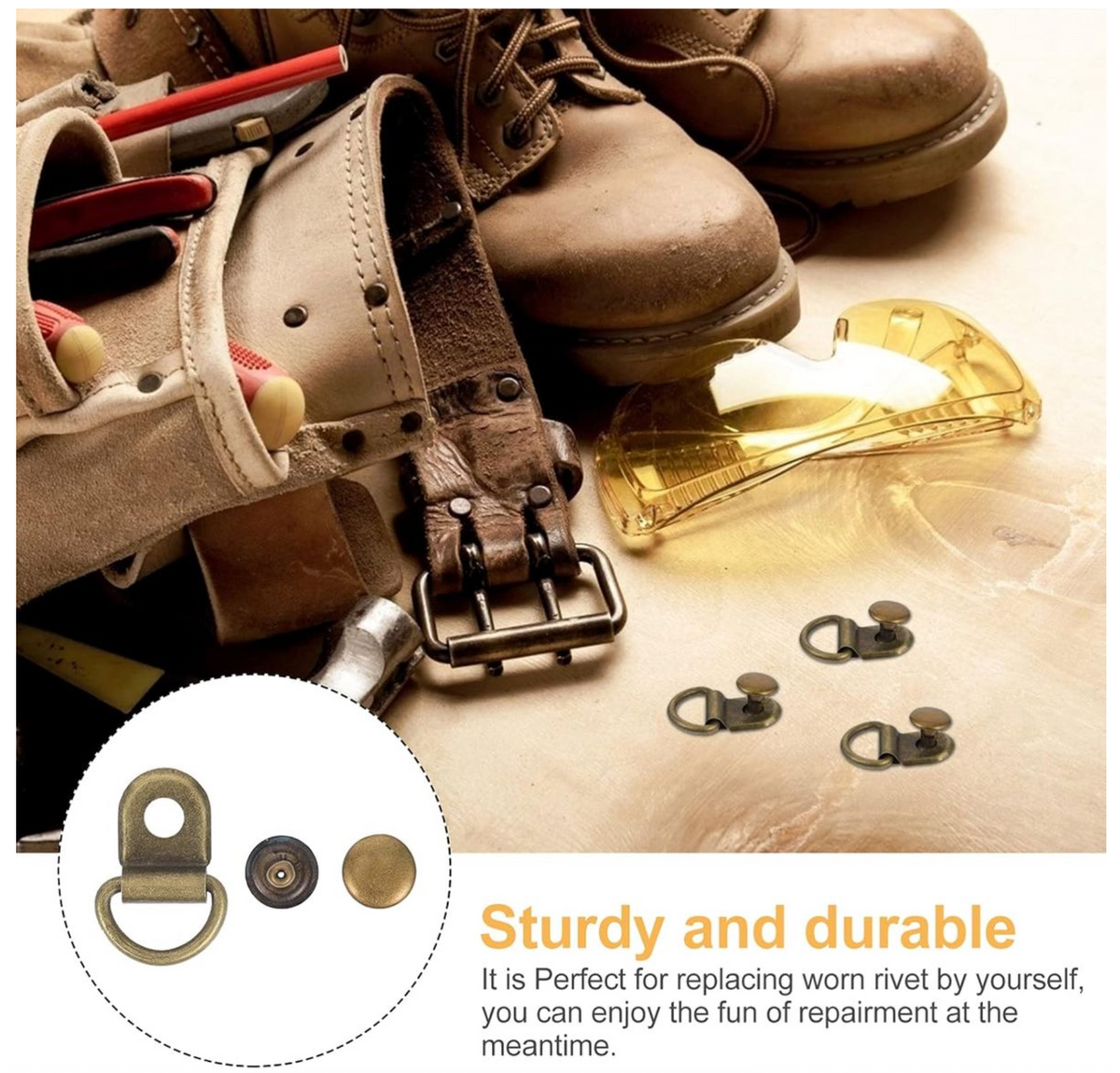 Craft Boot Lace Hooks Buckles Loop Ring & D-Ring Rivets - 30pc