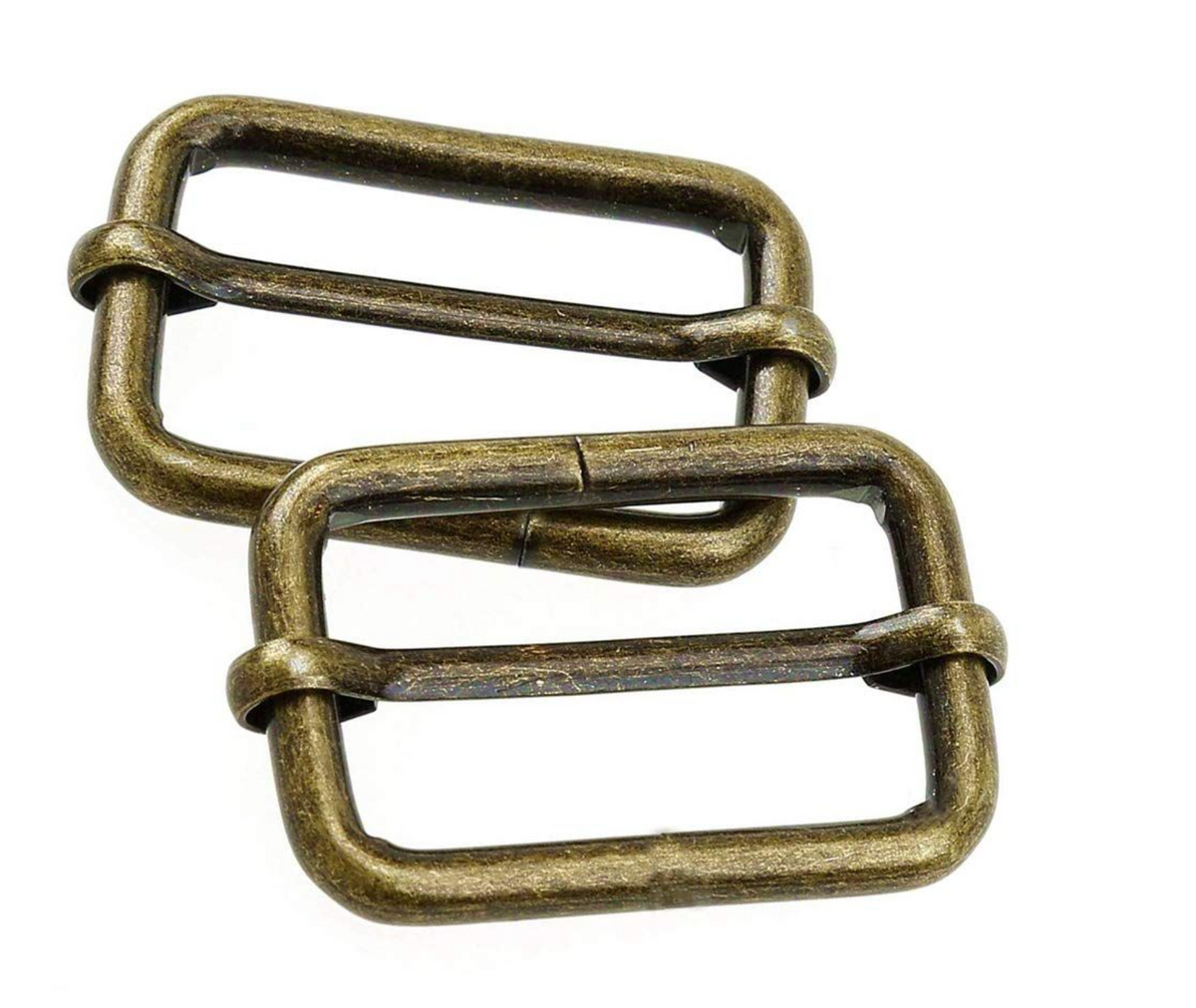 Leather Craft Rust-Proof Bronze Metal Adjustable Slide Buckles 10pc - 38mm