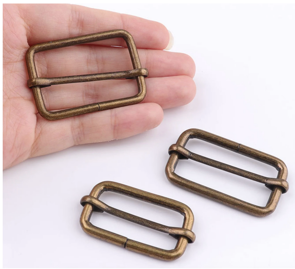 Leather Craft Rust-Proof Bronze Metal Adjustable Slide Buckles 10pc - 38mm