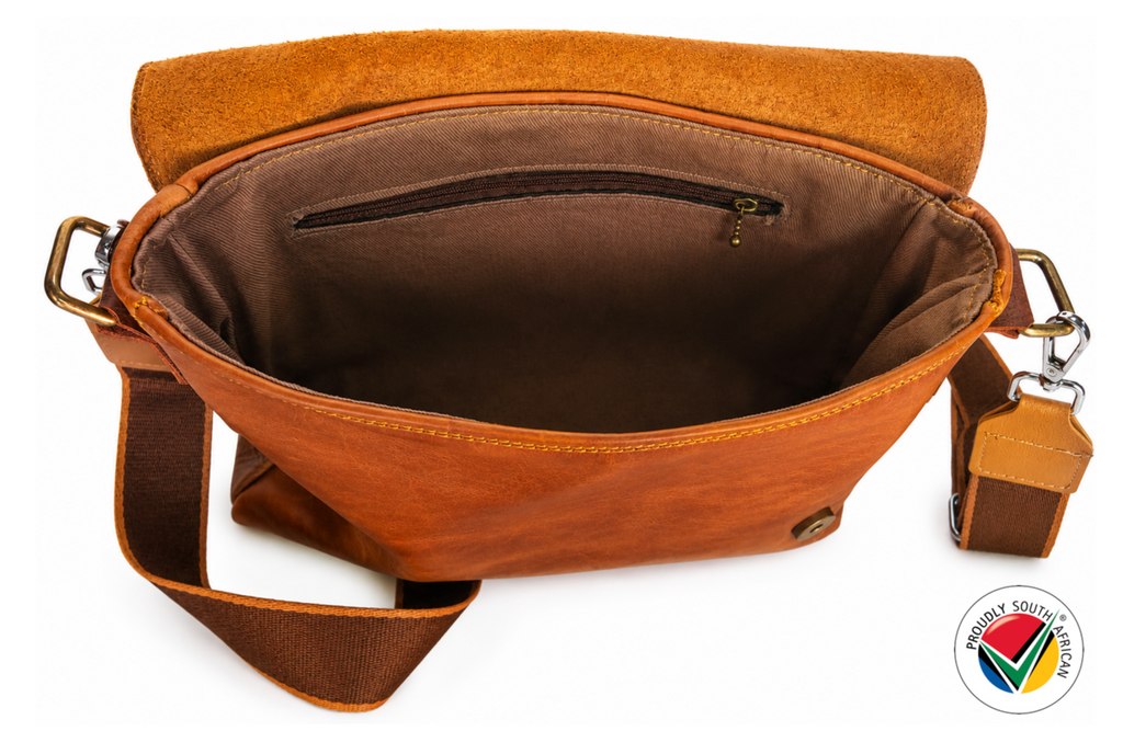 Handmade Genuine Honey Leather Crossbody Shoulder Bag Proudly South African
