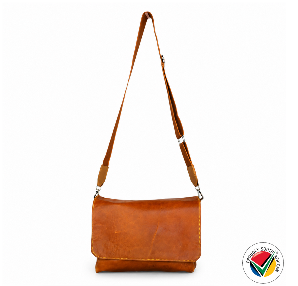 Handmade Genuine Honey Leather Crossbody Shoulder Bag Proudly South African