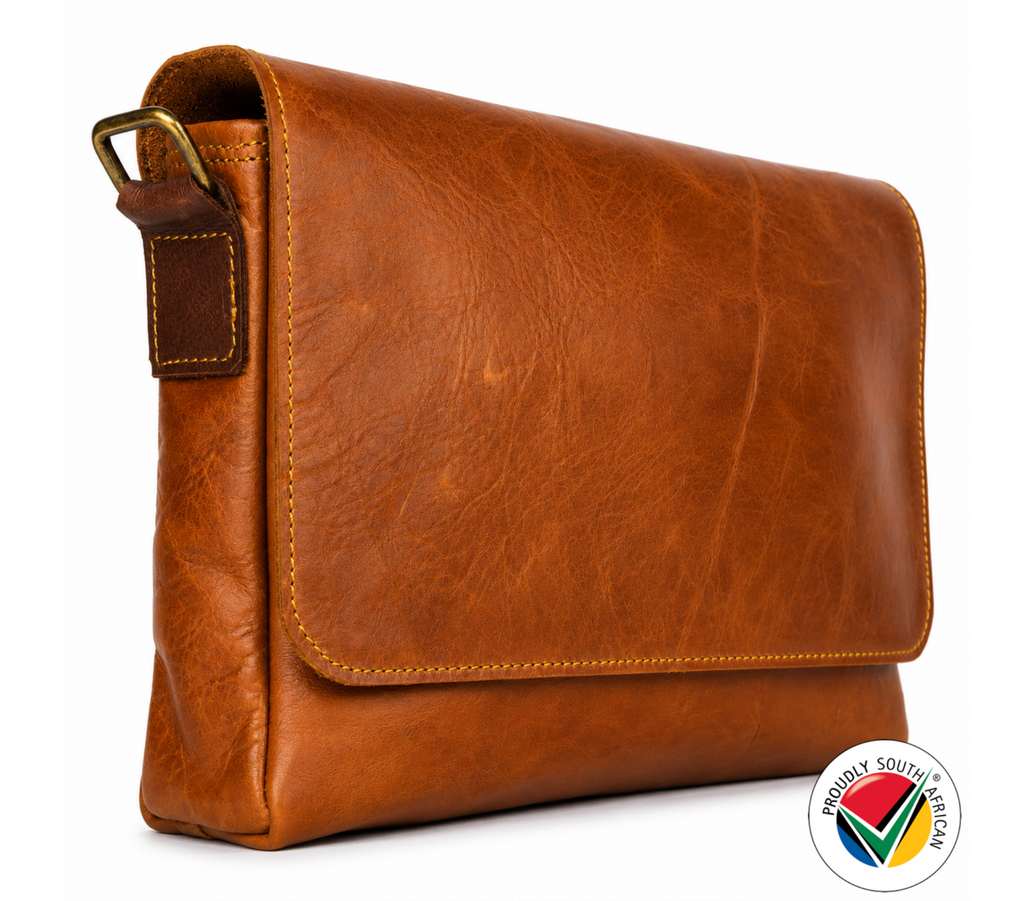 Handmade Genuine Honey Leather Crossbody Shoulder Bag Proudly South African