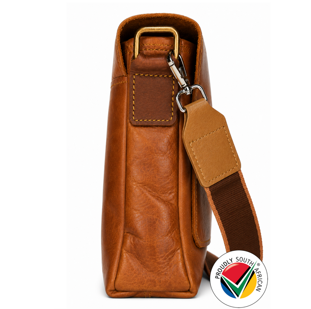 Handmade Genuine Honey Leather Crossbody Shoulder Bag Proudly South African