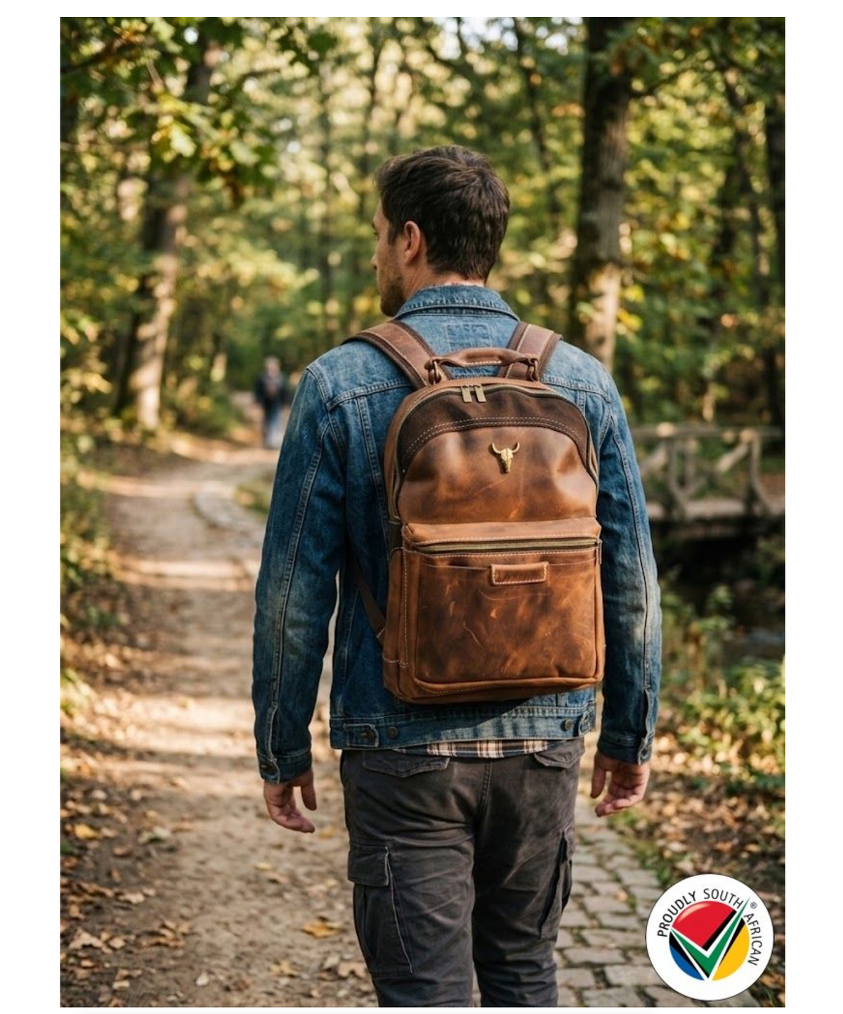 Handmade Genuine Leather Backpack Brown 40cm - Proudly South African