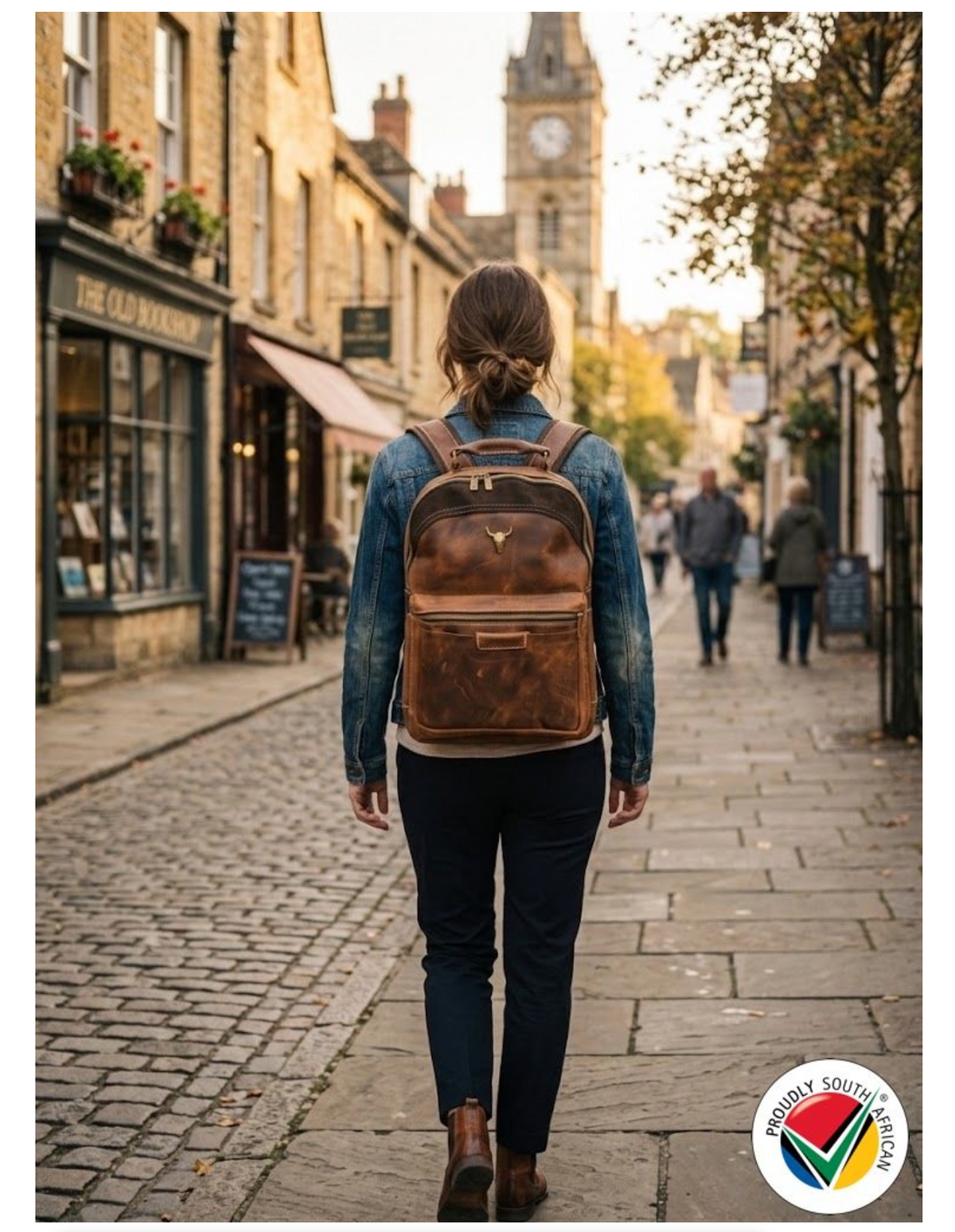 Handmade Genuine Leather Backpack Brown 40cm - Proudly South African