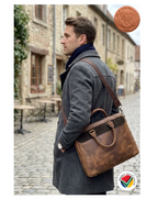Genuine Old Transvaal Leather Everyday Laptop Crossbody Bag 40cm - Caramel