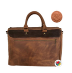 Genuine Old Transvaal Leather Everyday Laptop Crossbody Bag 40cm - Caramel