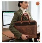 Genuine Old Transvaal Leather Everyday Laptop Crossbody Bag 40cm - Caramel