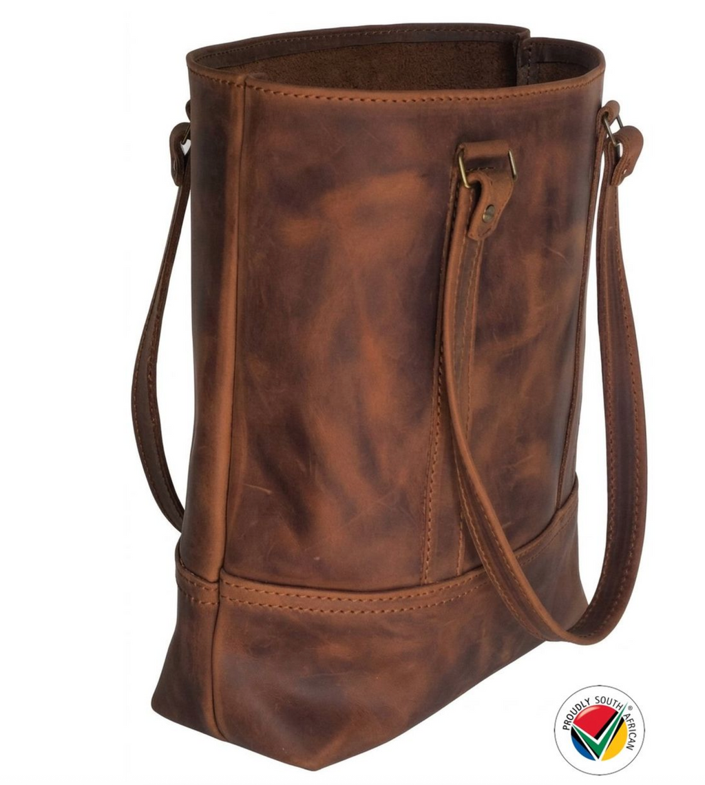 Handmade Genuine Leather Toffee Tote Hand Bag Proudly South African