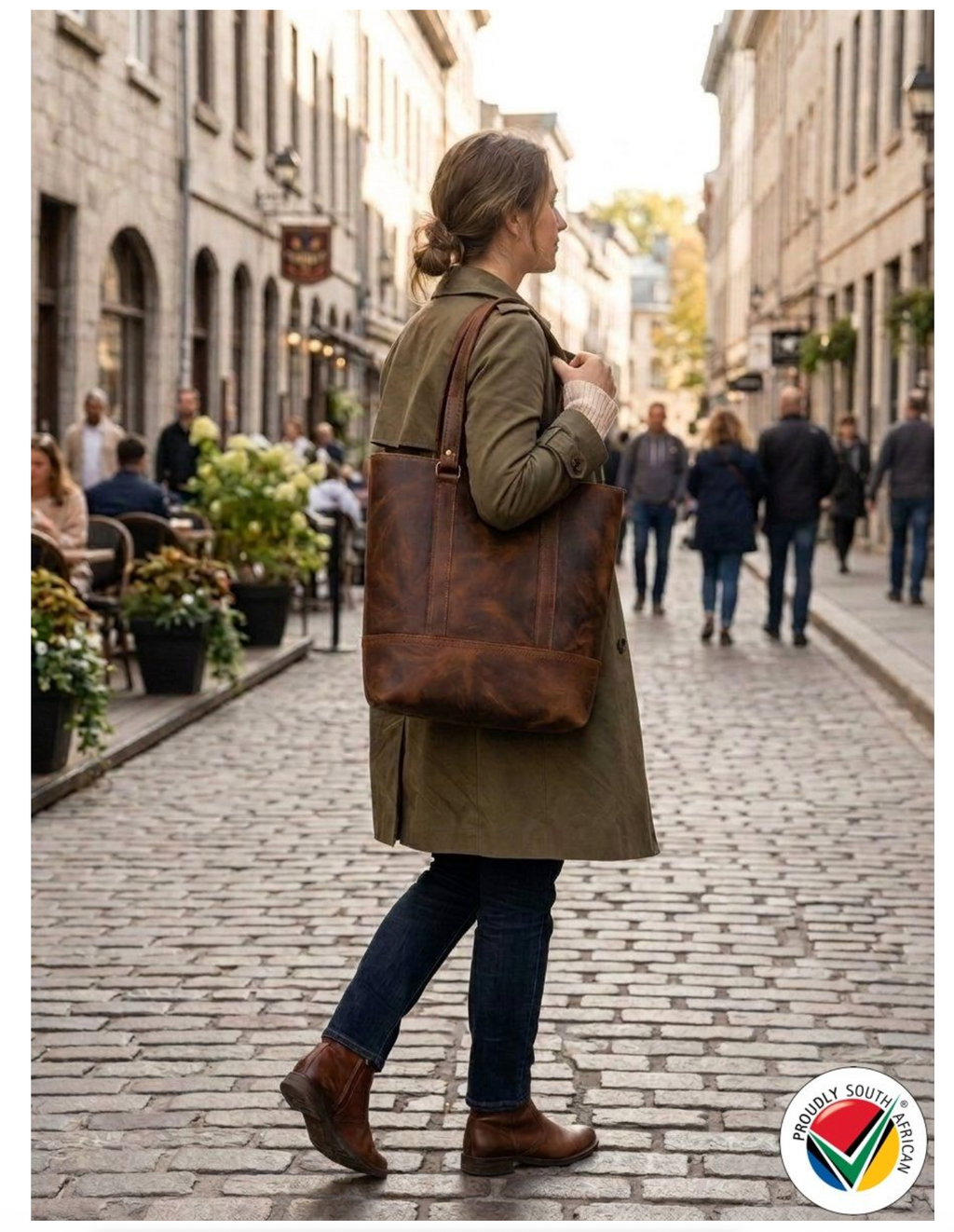 Handmade Genuine Leather Toffee Tote Hand Bag Proudly South African