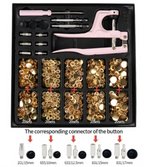 Craft 100 Piece Assorted Metal Button Ring Press Snap Fasteners Jumbo Kit - Gold