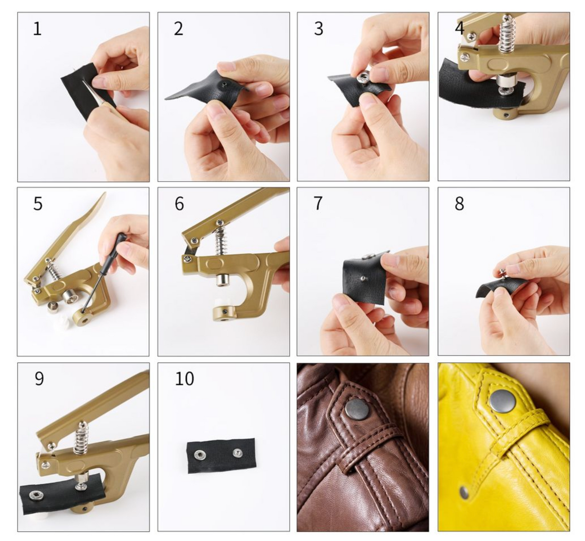 Craft 100 Piece Assorted Metal Button Ring Press Snap Fasteners Jumbo Kit - Gold