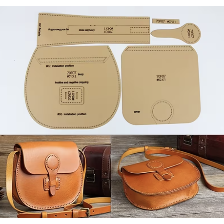 Craft DIY Handcrafted Leather Handbag Pattern Template 7pc - 23cm