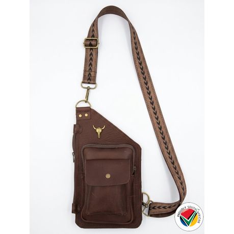Genuine Leather Sling Bag Crossbody 3 Pocket Proudly South African