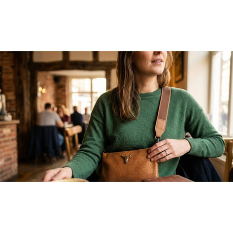 Genuine Leather Handmade Crossbody Bag - Adjustable Shoulder Strap