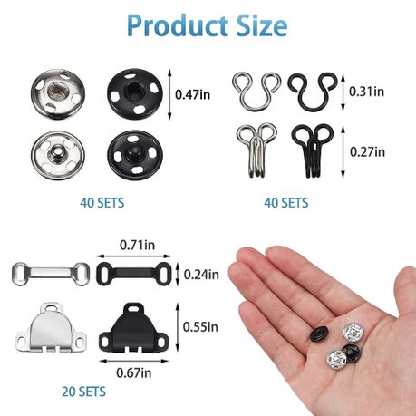 Craft Stationery DIY Sewing Hooks, Eyes & Buttons Set of 100