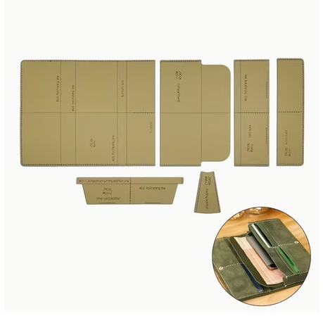 Craft DIY Handcrafted Leather Purse Card Case Stencil Template 6pc - 20cm