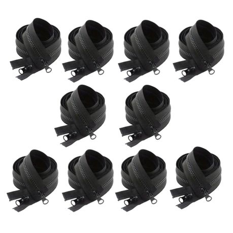 Craft Black Plastic Replacement Zippers With Adjustable Sliders - 10 Piece - 40cm