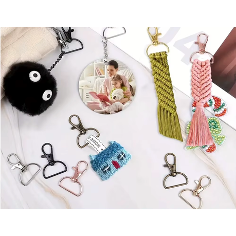 Craft Durable Bronze D-Ring Swivel Keychain & Bags Clip Hooks 26pc - 4cm