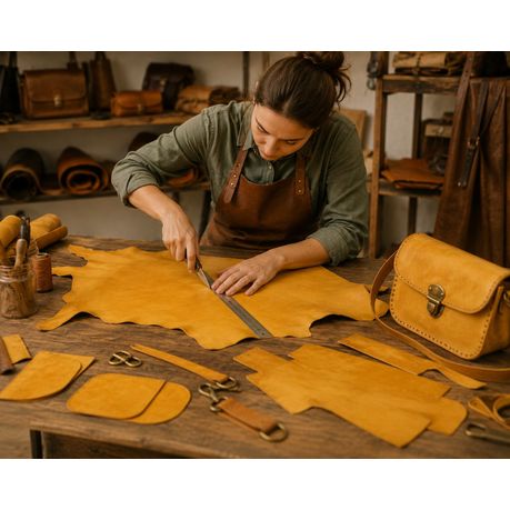 Craft Multi-Purpose Soft Durable Sheepskin Handcraft Leather Fabric -60cm - Light Brown