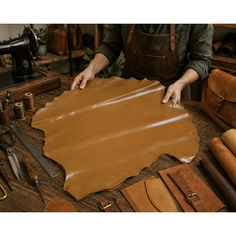 Craft Multi-Purpose Soft Durable Sheepskin Handcraft Leather Fabric -60cm - Caramel Brown