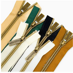 Craft DIY Nylon Bronze Tooth Zipper With Handmade Zipper Pulls - 6 Piece