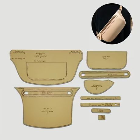 Craft DIY 9pcs Handcrafted Leather Template Chest Bag - 35cm