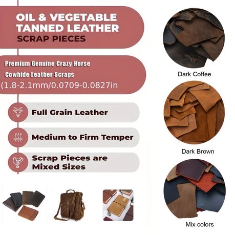 Craft DIY Genuine Leather Scraps 1kg Full Grain Cowhide Set - Black / Grey
