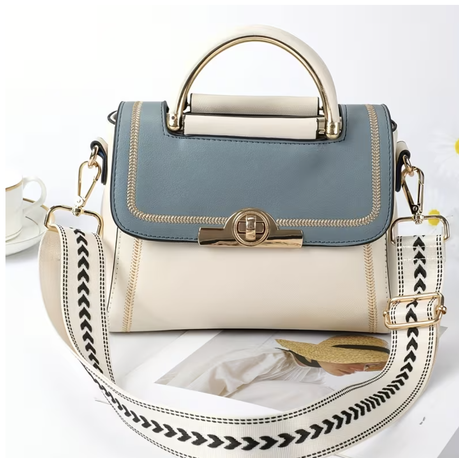 Craft Adjustable Shoulder Bag Straps With Bronze Metal Buckle 2pc -135cm - Brown & Blue
