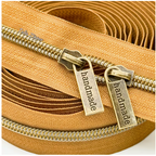 Craft DIY Nylon Bronze Tooth Zipper With Handmade Zipper Pulls - 6 Piece