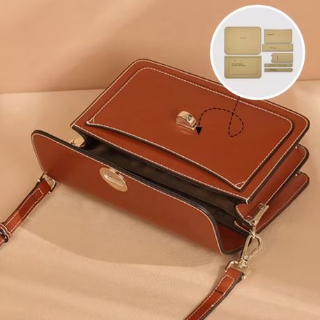 Craft 7pcs Leather Accordion Shoulder Bag Kraft Paper Template Set