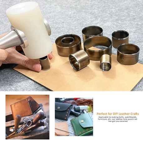 Tool DIY Leather Round Hole Steel Puncher Set of 7