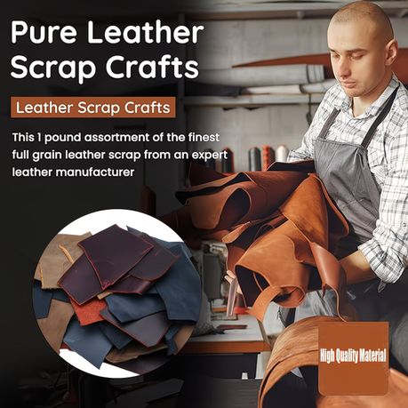 Craft DIY Genuine Leather Scraps 1kg Full Grain Cowhide Set - Multi-colour