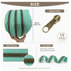 Craft Light Cyan Nylon Bronze Tooth Zipper With Handmade Zipper Pulls- 16Pc