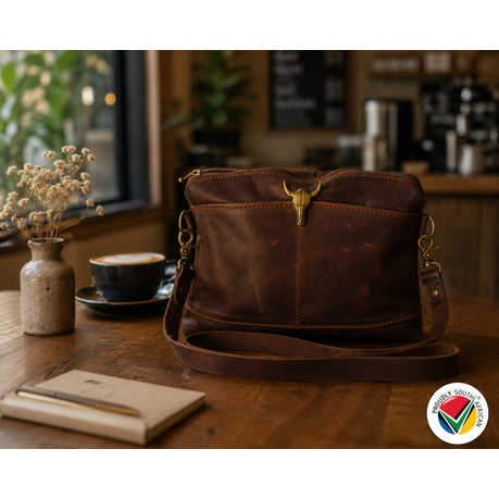 Handmade Genuine Leather Crossbody Bag Pitstop Cigar Proudly South African