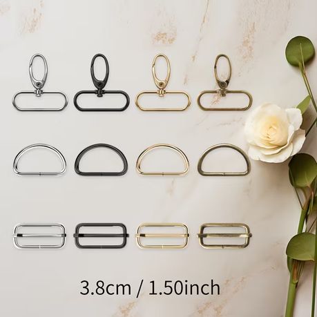Craft Swivel Snap Hooks D-Ring & 3.8cm Sliding Buckles For DIY Bag - 9 Pcs