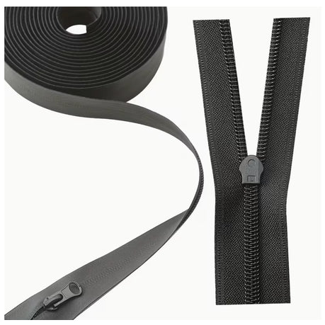 Craft DIY Black Waterproof Nylon Zipper With Zipper Pulls - 11 Piece