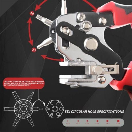 Craft Tool DIY Standard Six Round Hole Puncher For Belt & Fabric (190mm)