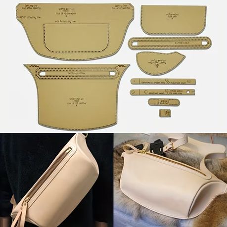 Craft DIY 9pcs Handcrafted Leather Template Chest Bag - 35cm
