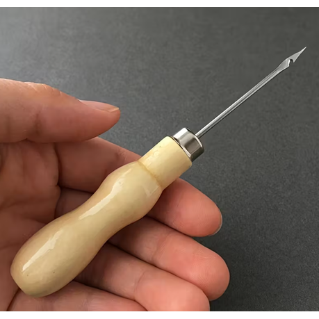 Craft Wooden Handle Metal Awl Needle Hook Punch Set of 3