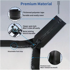 Craft Black Plastic Replacement Zippers With Adjustable Sliders - 10 Piece - 40cm
