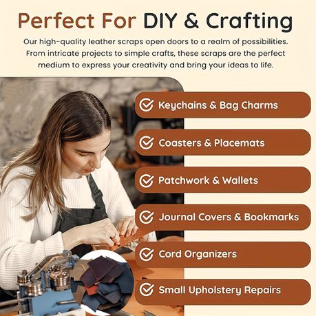 Craft DIY Genuine Leather Scraps 1kg Full Grain Cowhide Set - Black / Brown