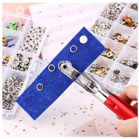 Craft Snap Fasteners Kit Metal Press Studs Prong Ring Buttons 100 Sets