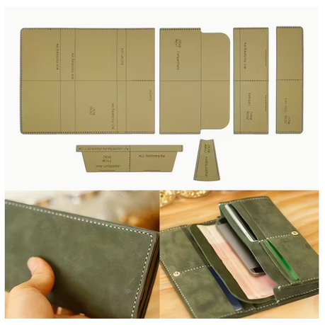 Craft DIY Handcrafted Leather Purse Card Case Stencil Template 6pc - 20cm