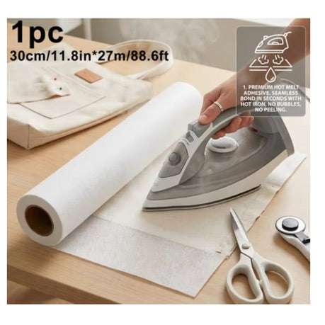 Craft Double-Sided Iron-On Nonwoven Fabric Fusible Interfacing Roll - 27.4m x 30cm