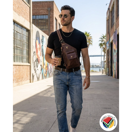 Genuine Leather Sling Bag Crossbody 3 Pocket Proudly South African